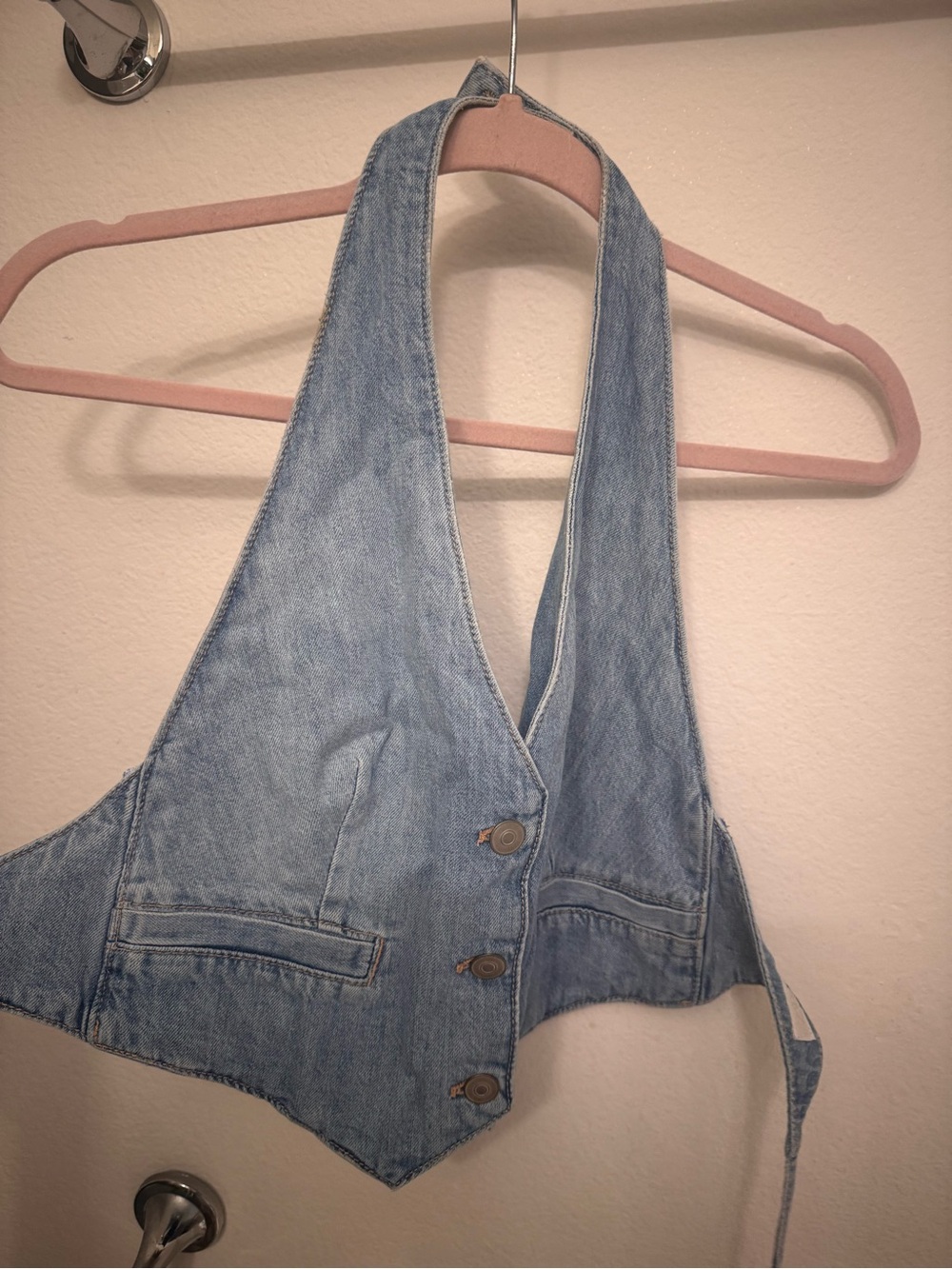 Zara Light Blue Denim Halter Vest